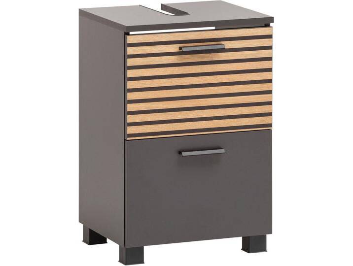 welltime Waschbeckenunterschrank Katta, Breite 40 cm Oberboden mit Siphonausschnitt, Klappenfront mit Akustikprint, grau von OTTO