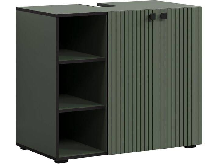 welltime Waschtisch Amrum Waschbeckenunterschrank und Waschbecken (2-St), Waschbeckenunterschrank mit Rillenoptik - Maße (B/T/H) 90/53/79 cm, grün von OTTO