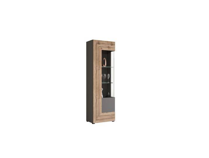 xonox.home Vitrine (2tlg. Set bestehend aus Vitrine, Glasbodenclip 2er) Grau Siphonausschnitt Melamin Modern 60x194x37 cm, grau von OTTO