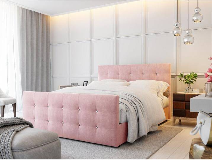 yourhouse24 Boxspringbett Cleo mit 2 Bettkästen, Doppelbett mit Bonell-Matratze + Topper, rosa, Cosmic 14 von OTTO