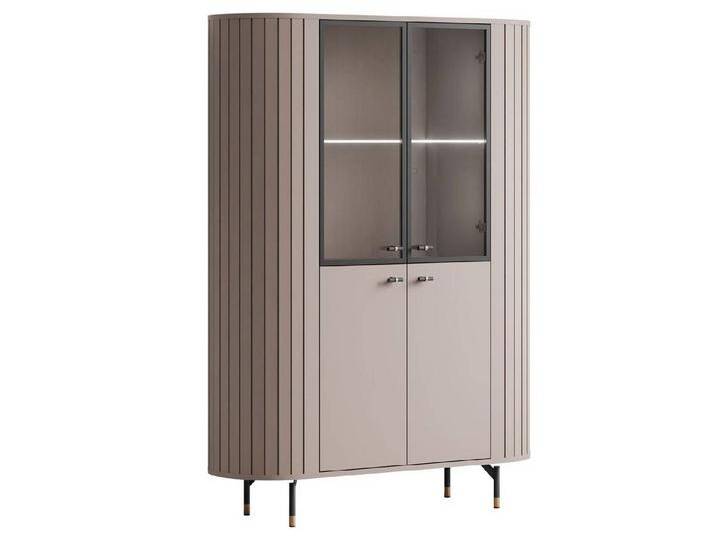 yourhouse24 Glasvitrine ELODIE mit LED-Beleuchtung Schwarz, Kaschmir, Beine Mix Schwarz-Gold, Kaschmir von OTTO