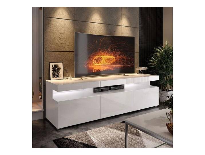 yourhouse24 Lowboard BRASILIA TV-Schrank Hochglanz Artisan Eiche Schwarz Fernsehschrank, Weiß / Weiß Hochglanz - Push To Open von OTTO