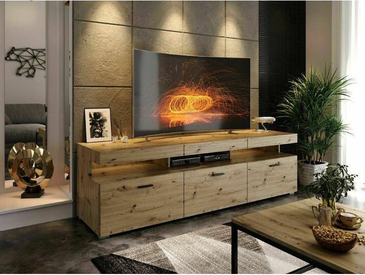 yourhouse24 Lowboard BRASILIA TV-Schrank Hochglanz Artisan Eiche Schwarz Fernsehschrank, schwarz, Artisan Eiche / Artisan Eiche - Schwarz Griff yourhouse24 Lowboard BRASILIA TV-Schrank Hochglanz Artisan Eiche Schwarz Fernsehschrank, schwarz, Artisan Eiche / Artisan Eiche - Schwarz Griff von OTTO
