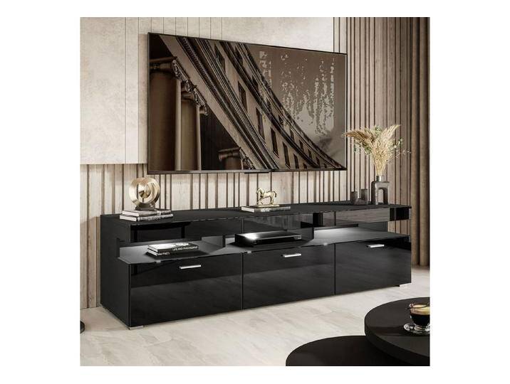 yourhouse24 Lowboard BRASILIA TV-Schrank Hochglanz Artisan Eiche Schwarz Fernsehschrank, schwarz silberfarben yourhouse24 Lowboard BRASILIA TV-Schrank Hochglanz Artisan Eiche Schwarz Fernsehschrank, schwarz silberfarben von OTTO