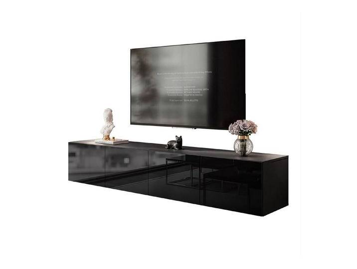 yourhouse24 Lowboard Noisy TV-Lowboard 200 cm hängend mit LED-Beleuchtung und Push-to-Open, schwarz, Schwarz / Schwarz Hochglanz von OTTO