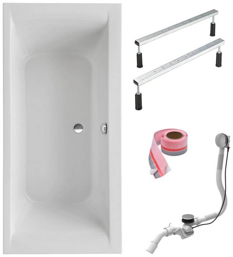 OTTOFOND Einbauwanne Duo, (Set, 4-tlg), 190x90 cm, mit Fußgestell, Ablaufgarnitur und Fugendichtband von OTTOFOND