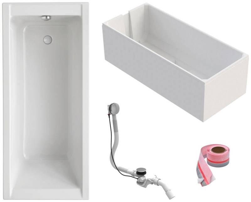 OTTOFOND Einbauwanne Körperformwanne, (Set, 4-tlg), 170x75 cm, mit Wannenträger, Ablaufgarnitur und Fugendichtband von OTTOFOND