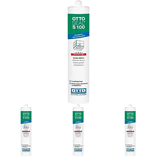 OTTOSEAL S 100 Premium-Sanitär-Silikon 300 ml Kartusche C02 grau (Packung mit 4) von OTTOSEAL
