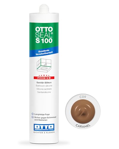 OTTOSEAL S 100 Premium-Sanitär-Silikon 300ml C09 caramel – Sicher gegen Schimmel & Ideal für Bad, Küche & Wohnbereich – Hervorragend Glätt- & Modellierbar von OTTOSEAL