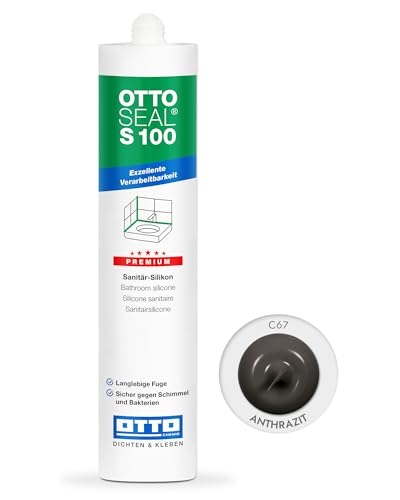 OTTOSEAL S 100 Premium-Sanitär-Silikon 300ml C67 anthrazit – Sicher gegen Schimmel & Ideal für Bad, Küche & Wohnbereich – Hervorragend Glätt- & Modellierbar von OTTOSEAL