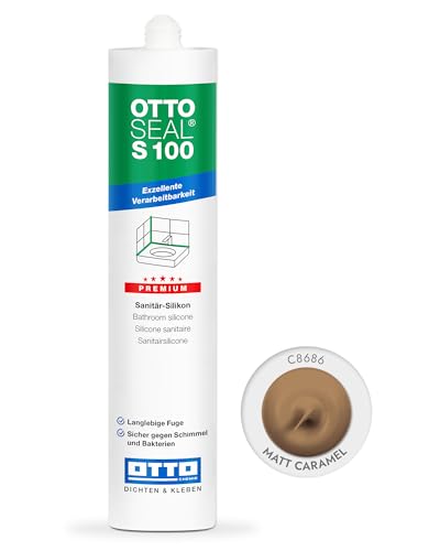 OTTOSEAL S 100 Premium-Sanitär-Silikon 300ml C8686 matt caramel – Sicher gegen Schimmel & Ideal für Bad, Küche & Wohnbereich – Hervorragend Glätt- & Modellierbar von OTTOSEAL