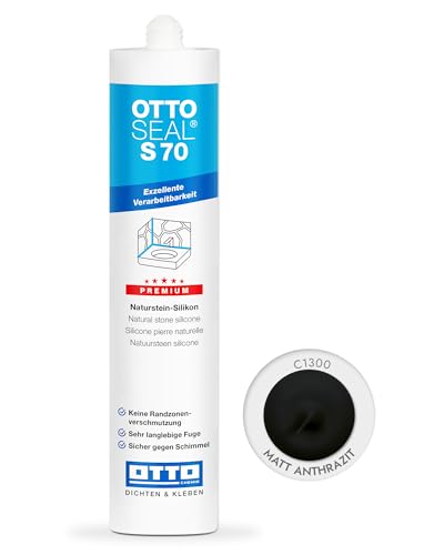 OTTOSEAL S 70 Premium-Naturstein-Silikon 310ml C1300 matt anthrazit - Keine Randzonenverschmutzung - Sicher gegen Schimmel & ideal für Bad, Küche & Wohnbereich von OTTOSEAL