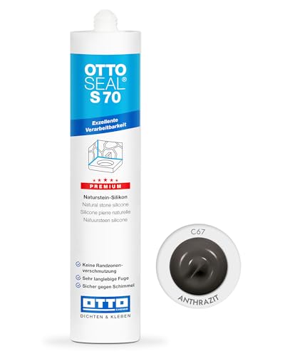 OTTOSEAL S 70 Premium-Naturstein-Silikon 310ml C67 anthrazit - Keine Randzonenverschmutzung - Sicher gegen Schimmel & ideal für Bad, Küche & Wohnbereich von OTTOSEAL