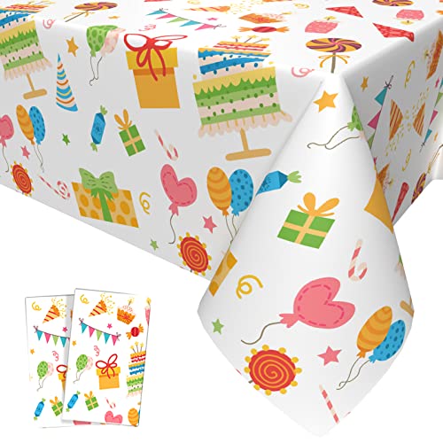 2 Stück Gift Cake Luftballon Tischdecken Deko, Thema Party Zubehör, Buntes Tischdecken Die Baby Shower Boys Kids Geburtstag Party Tischdecken Supplies Rechteck 54x108 Zoll von OTTPL