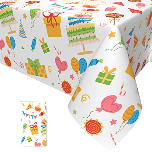 OTTPL 1 Stück Gift Cake Luftballon Tischdecken Deko, Thema Party Zubehör, Buntes Tischdecken Die Baby Shower Boys Kids Geburtstag Party Tischdecken Supplies Rechteck 54x108 Zoll von OTTPL