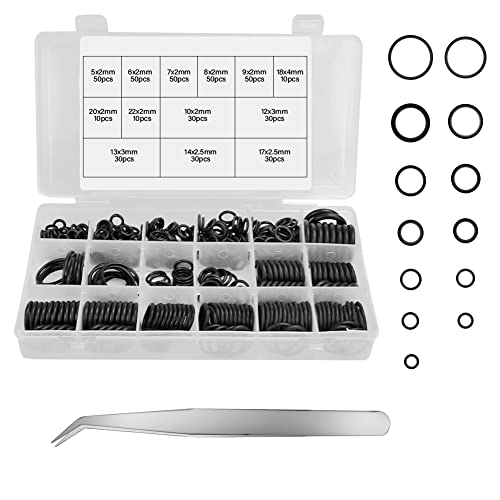 Dichtungsringe Set, OTTYMO 430 Dichtungsringe mit Pinzette O Ringe Sortiment NBR Gummi Dichtungen Ringe Hitzebeständige Dichtringe Rund O Dichtungsringe für Automobil Maschinen Elektrogeräte von OTTYMO