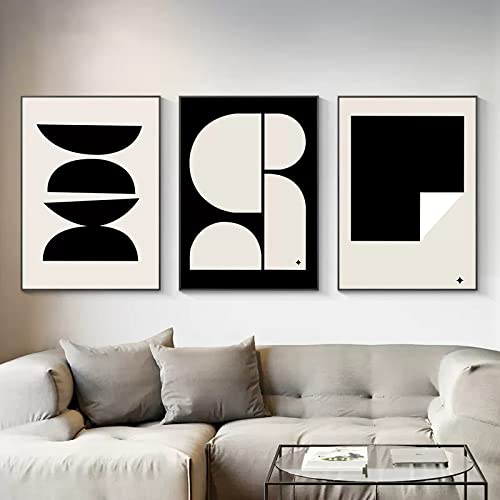 OTURRI Einfache Schwarz-Weiß-Poster Kunstdrucke Abstrakte Geometrische Leinwand Bild Form Wand Bilder Bild Für Wohnzimmer Dekoration 50x70cmx3 Ungerahmt von OTURRI