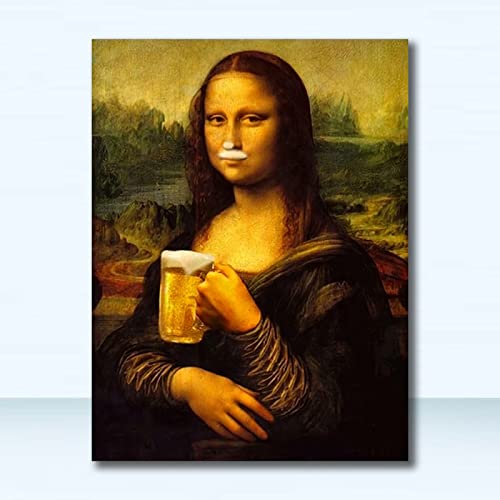 OTURRI Nordischer Stil Minimalismus Poster Kunstdrucke Mona Lisa Wanddeko Bier Leinwand Bild Modulare Bilder Wohnzimmer Moderne Wohnkultur 50x70cm Ungerahmt von OTURRI