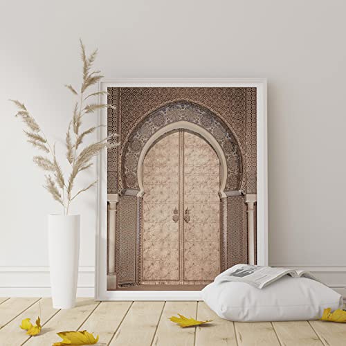 Skandinavische Wand Bilder Marrakesch Tür Leinwand Gemälde Boho Reise Posterdruck Modernes marokkanisches Wandbild für Wohnzimmer Wohnkultur 50 x 70 cm ungerahmt von OTURRI