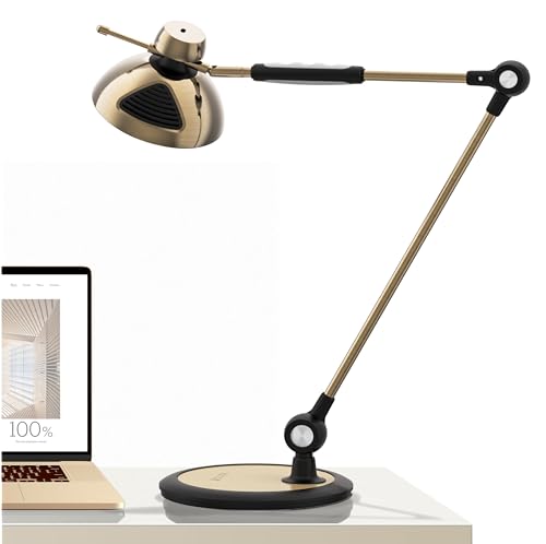 OTUS Schreibtischlampe LED Dimmbar mit Gestensteuerung | Retro Schreibtisch Lampe 3 Farbmodi, 12 Helligkeitsstufen & Flexarm aus Metall | LED Tischlampe & Arbeitsleuchte für Büro Home Lesen - Messing OTUS Schreibtischlampe LED Dimmbar mit Gestensteuerung | Retro Schreibtisch Lampe 3 Farbmodi, 12 Helligkeitsstufen & Flexarm aus Metall | LED Tischlampe & Arbeitsleuchte für Büro Home Lesen - Messing von OTUS