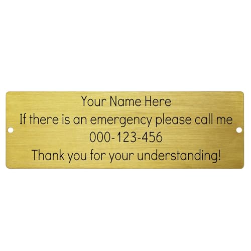 OTXIXTO Klingelschild mit Gravur Briefkastenschild Namensschilder für Bürotische Türschild Metallschild Personalisiert mit Schrauben (Gold, Runde Ecke, 6" x 2") von OTXIXTO