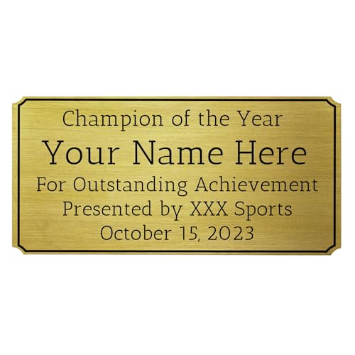 OTXIXTO Klingelschild mit Gravur Briefkastenschild Namensschilder für Bürotische Türschild Metallschild Personalisiert mit Selbstklebende Rückseite (Gold, Gekerbte Ecke, 6" x 3") von OTXIXTO