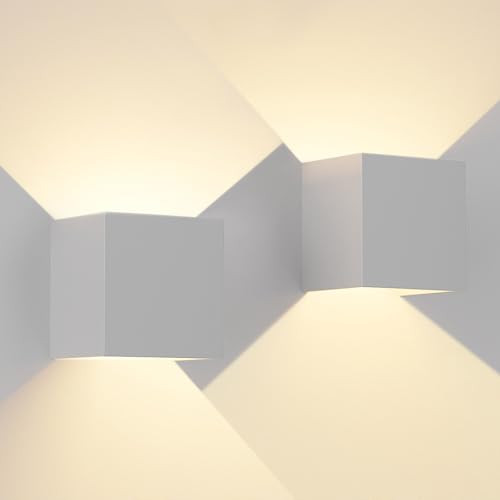 OTeedo 2 Stücke Wandleuchte Innen, 12W LED Wandlampe Innen, 3000K Wandleuchte Aussen, Up and Down Leuchten Aussen, Einstellbarer Lichtstrahl, Wandleuchten für Innen, IP65 Wasserdichte Wandlampe Weiße von OTeedo