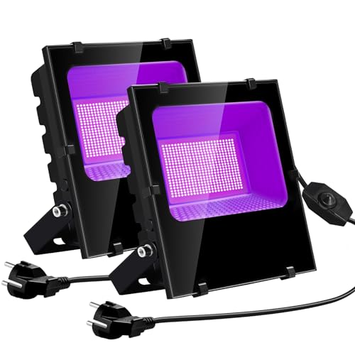 OTeedo 2er Schwarzlichtstrahler mit Stufenlos Dimmbaren Schaltsteckern 300W LED UV Schwarzlicht Strahler, Schwarzlichtlampe IP66 Wasserdicht Outdoor Blacklight für Bar Partyzubehör Schwarzlicht Deko OTeedo 2er Schwarzlichtstrahler mit Stufenlos Dimmbaren Schaltsteckern 300W LED UV Schwarzlicht Strahler, Schwarzlichtlampe IP66 Wasserdicht Outdoor Blacklight für Bar Partyzubehör Schwarzlicht Deko von OTeedo