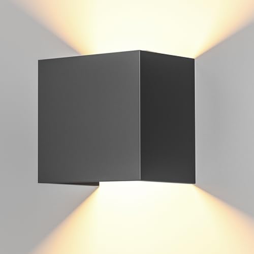 OTeedo LED Wandleuchte Innen Schwarz, 12W Wandlampe Innen, 3000K Warmweiß Wandleuchte Aussen, Up Down Wandleuchte Aussen Einstellbarer Lichtstrahl Außenleuchte IP65 Außenwandleuchten LED Wandleuchten von OTeedo