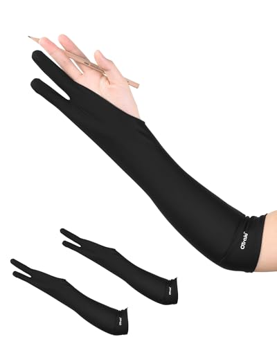 OTraki Artist Gloves Erweitert 46x11.5cm 2 Pack Handschuhe zum iPad Zeichnen Anti-fouling Drawing Glove Elastisch Digitaler Zeichenhandschuh Tablet Two Finger Gloves für Rechte oder Linke Hand von OTraki