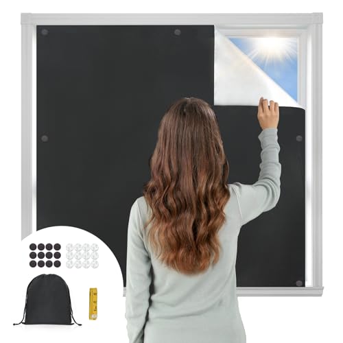 OTraki Verdunkelungsfolie 130 x 145cm (51.18 * 57.09 In), Fenster Verdunkelung Magnetisch, Verdunklungsrollo Ohne Bohren Dachfenster, Blackout Curtain Abnehmbar, für Zuhaus Schlafzimmer von OTraki