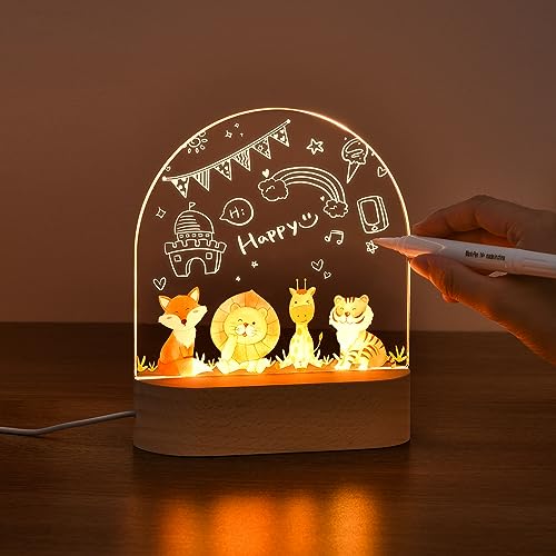 OTraki Personalisiertes Kinder Nachtlicht Weihnachtsgeschenke für Babys Individuelle Nachttischlampe für Kinder Baby Geschenk zur Geburt für Mädchen Junge mit Animalprint, Acryl von OTraki