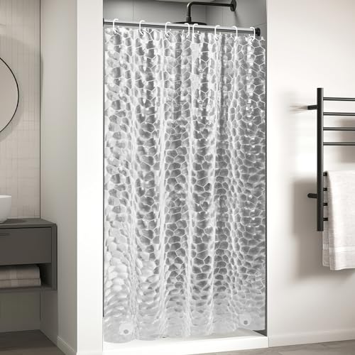 OTraki Duschvorhang 120 x 200 cm 100% Eva Shower Curtains mit Gewicht Bleiblock unten,Wasserdicht Antibakteriell Vorhang mit 8 Duschvorhangringen für Dusche Kinder von OTraki