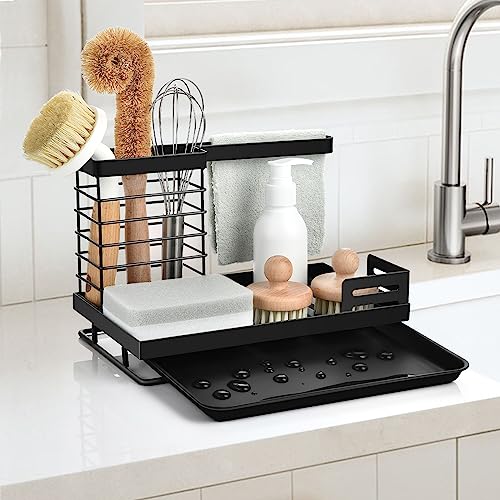 OTraki Spülbecken Organizer Küche, Edelstahl Küchenorganizer Waschbecken Schwammhalter, Spülbecken küche mit Abnehmbarer Aufbewahrung Der Ablaufwanne für Küche Badezimmer, Schwarz OTraki Spülbecken Organizer Küche, Edelstahl Küchenorganizer Waschbecken Schwammhalter, Spülbecken küche mit Abnehmbarer Aufbewahrung Der Ablaufwanne für Küche Badezimmer, Schwarz von OTraki