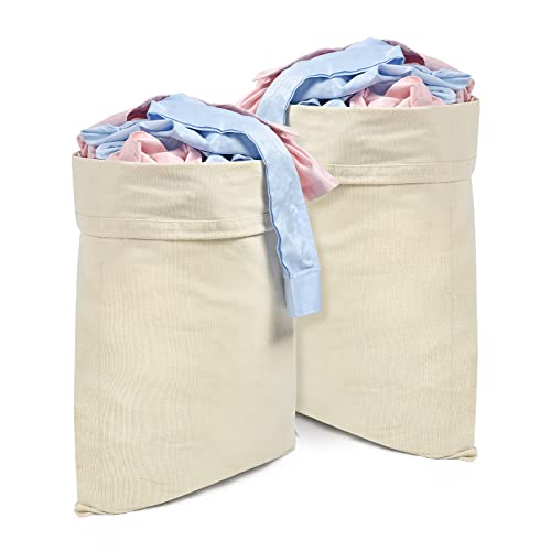 OTraki Wäschesack XXL, 50 x 70 CM Stoffbeutel Groß, 2er-Set Faltbarer Wäschebeutel Reise, 45L Strapazierfähige baumwolltasche mit Kordelzug, Maschinenwaschbar/Wiederverwendbar von OTraki