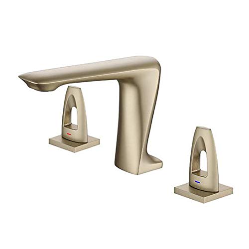 3 Loch Basin Mixer Tap Heiße und kaltes Wasser Doppelschalter Kupfer Waschbecken Wasserhahnschwarz (Nero) von OUBBDVRT
