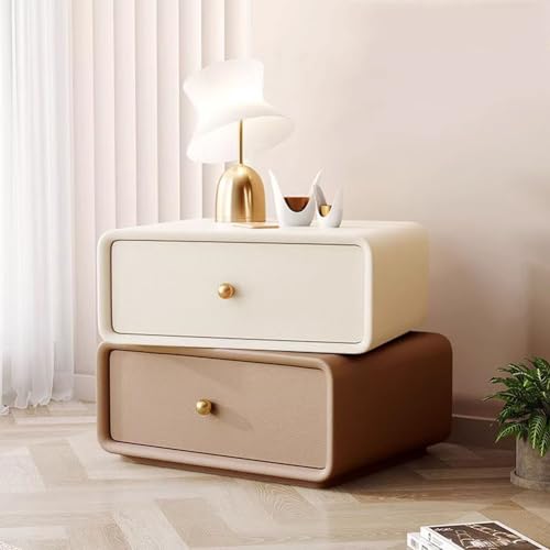 360 -Grad -Rotationsnachtständer mit 2 Schubladen Nachttischen Nachttisch für Schlafzimmer und Wohnzimmer Moderner Endtisch mit Beige und hellbraunem Finish 45x40 x 48 cm Größe 360 -Grad -Rotationsnachtständer mit 2 Schubladen Nachttischen Nachttisch für Schlafzimmer und Wohnzimmer Moderner Endtisch mit Beige und hellbraunem Finish 45x40 x 48 cm Größe von OUBBDVRT