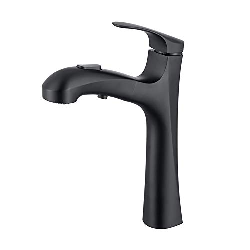 Bad Waschbecken Tap Pull Out Basin Mixer Tippen Sie mit Handheld -Dusche, Einzelhebel hoher Thekenmixer Wasserhahn Messing Toilette Waschtisch Waschbecken Wasserhahn, Dusche und Bubbler 2 Funktion, von OUBBDVRT