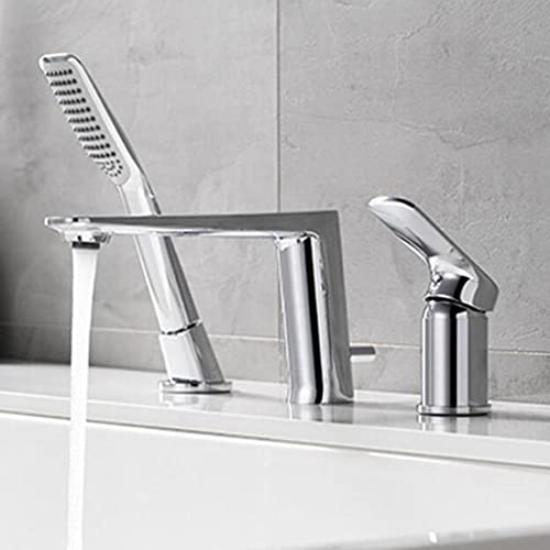 Badezimmer Wasserhahn Drei Loch Messing Badewanne Wasserhahn heißes Wasser und kaltes Wasser Multifunktions-Duschhahnschwarz (Cromo) von OUBBDVRT