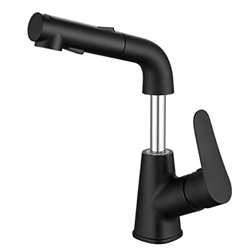 Becken Wasserhahn mit Auszug Spray Messing Schwenk heiß und kaltes Wasser Multifunktionswaschbecken Wasserhahn-Weiß (Blanc) von OUBBDVRT