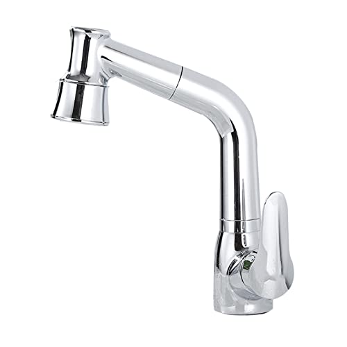 Beckenmischer-Wasserhahn mit Auszug Sprühes Messing Schwenkeleskopie heiß und kaltes Wasser Einer Loch Multifunktions Badezimmer-Wasserhähne (Nero) von OUBBDVRT