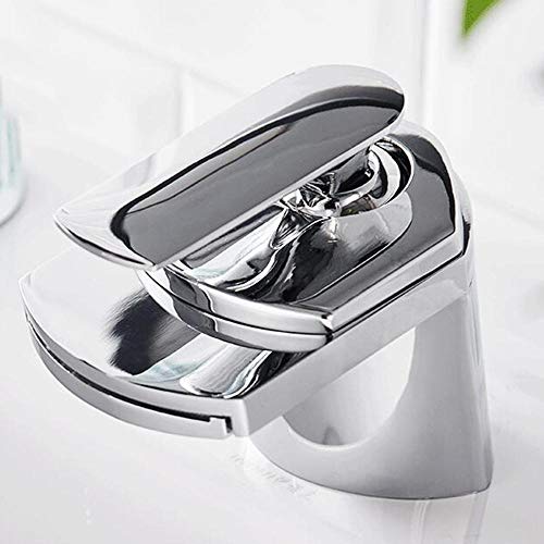 Beckenmixer Leitungswasserfall Badezimmer Waschbecken Wasserhähne Messing Waschbecken Wasserhahn heiß und kalt Eingriff Anti-Rust unter Theken Becken Badezimmer Wasserhahnschwarz (Cromo) von OUBBDVRT