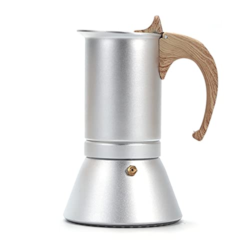 Kaffee Moka -Topf Italienisch Haushalt Moka Pot Aluminium Kaffeemaschine bedeckte Bottom Kaffeekanne Induktionskocher Heizung einfach zu bedienend (Farbe: Silber, Größe: 150 ml) (Silber interessant von OUBBDVRT