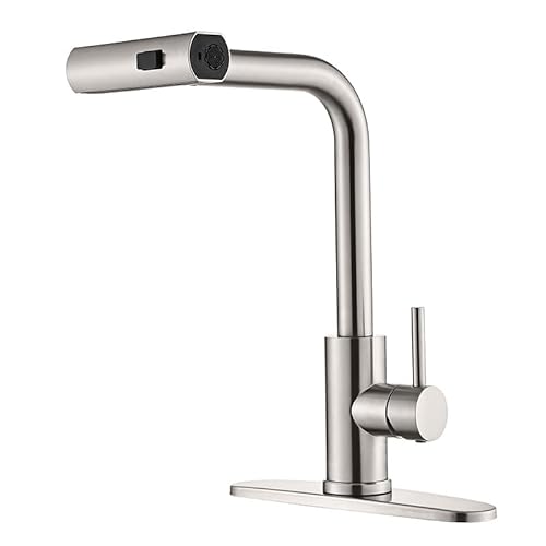 Küche Zapfhähne mit Auszug Sprühwasserfall Küche Klotz mit 360 ° Rotation 3 Modi Küchenspüle Mixer Tap Eingriff Küchenspüle mit Wasserhahn gebürstet Silber Küche Zapfhähne mit Auszug Sprühwasserfall Küche Klotz mit 360 ° Rotation 3 Modi Küchenspüle Mixer Tap Eingriff Küchenspüle mit Wasserhahn gebürstet Silber von OUBBDVRT