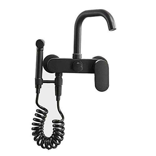 Küchenhahnwand montiertes Küchenspüle Mixer Haken Messing heißes und kaltes Wasser 360 ° rotieren mit Stubensprühpistole Schwarze Doppel -Löcher Küche Spüle Bad Wasserhahn Küchenhahnwand montiertes Küchenspüle Mixer Haken Messing heißes und kaltes Wasser 360 ° rotieren mit Stubensprühpistole Schwarze Doppel -Löcher Küche Spüle Bad Wasserhahn von OUBBDVRT