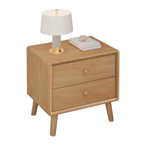 Moderne 2 -Schubladen -Nachttisch mit Stiller Folie Minimalistischer Nachttisch und Kommode für Schlafzimmer und Wohnzimmer Holz Endtisch (Größe: 50 cm/19,7 Zoll) von OUBBDVRT