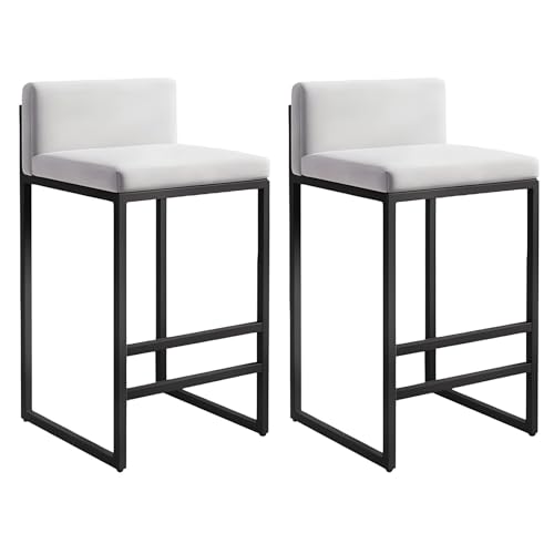 Moderne Frühstücksbarhocker -Set von 2 Küchenbarstühlen mit schmiedeeisernen Beinen und ergonomischen Rückenlehne hohen Hockern für Kücheninselschalter oder Home Bar 65 cm Höhe stilvoller Farbe #1 von OUBBDVRT