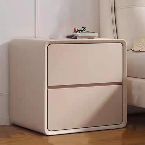 Moderner Leder -Nachttisch mit 2 Schubladen Holzendtisch für Schlafzimmer stilvoller Nachttisch mit großer Aufbewahrung ohne Baugruppe erforderlich (Größe: 40x40 x 47 cm Farbe: Khaki) von OUBBDVRT