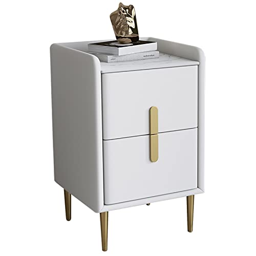 Moderner Nachttisch aus der Mitte des Jahrhunderts mit Mikrofaser -Leder -Finish Praktisch minimalistisches Design für Schlafzimmer oder Wohnzimmer Langlebiger Sinterstein Arbeitsplatte reines weißes von OUBBDVRT