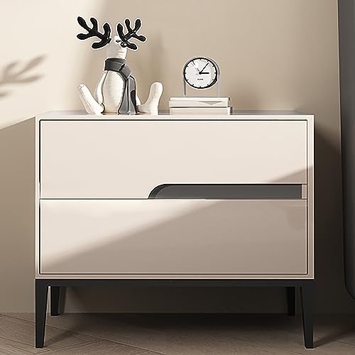 Moderner massives Holz Nachttisch mit kreativer Lederschubladengriff Multi -Farbe große Kapazität perfekt für Wohnzimmer und Schlafzimmer von OUBBDVRT
